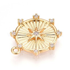 Brass Micro Pave Clear Cubic Zirconia Pendants&nbsp;KK-T075-26G