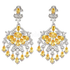 Brass Micro Pave Cubic Zirconia Dangle Stud Earrings&nbsp;EJEW-H014-16P