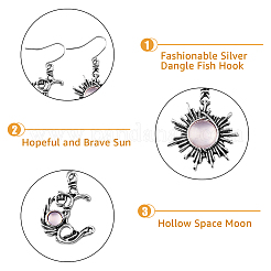 8 Sets 8 Colors Sun & Moon Glass Asymmetrical Earrings&nbsp;EJEW-FI0002-05