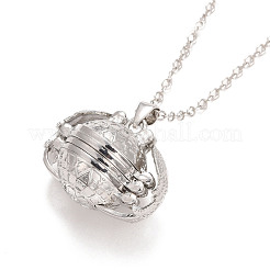 Alloy Multi Picture Photo Ball with Wings Locket Pendant Necklace for Women&nbsp;NJEW-M191-01P