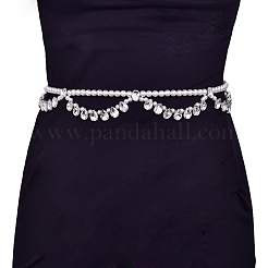 Alloy Crystal Rhinestone Teardrop with Plastic Imitation Pearl Beaded Double Layer Waist Belly Chains for Women&nbsp;FS-WG13B7D-01