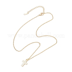 Brass Micro Pave Clear Cubic Zirconia Pendant Necklace&nbsp;NJEW-JN05390-03