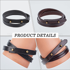 2Pcs 2 Colors Cowhide Wrap Bracelets for Men Women&nbsp;BJEW-GF0001-40