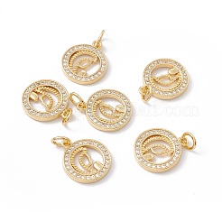 Rack Plating Brass Micro Pave Clear Cubic Zirconia Pendants&nbsp;ZIRC-C040-04G