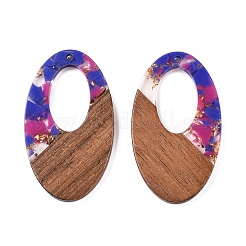 Transparent Resin and Walnut Wood Pendants&nbsp;RESI-T057-02G