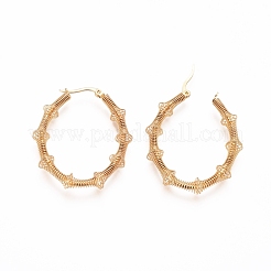 Long-Lasting Plated 304 Stainless Steel Wire Wrapped Hoop Earrings&nbsp;EJEW-D250-04B-G
