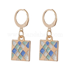 6 Pairs 6 Styles Square & Triangle & Flat Round Alloy Enamel Dangle Leverback Earrings&nbsp;EJEW-JE05239