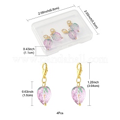 4Pcs Handmade Lampwork Strawberry Pendant Decorations&nbsp;HJEW-FS00041-03