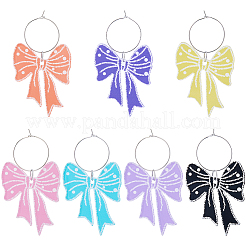 7Pcs 7 Colors Bowknot Acrylic Wine Glass Charms&nbsp;AJEW-BM00001