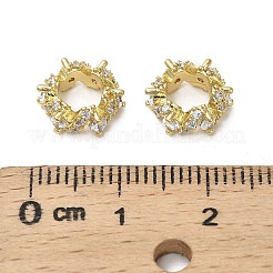 Brass Micro Pave Cubic Zirconia Rondelle European Beads&nbsp;KK-B142-21G