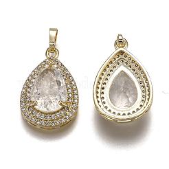 Golden Plated Brass Micro Pave Clear Cubic Zirconia Pendants&nbsp;ZIRC-F123-04A