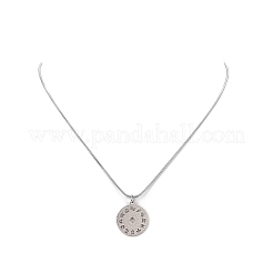 Non-Tarnish 201 Stainless Steel 12 Constellations Pendant Necklace with 304 Stainless Steel Snake Chains for Women&nbsp;NJEW-JN04140