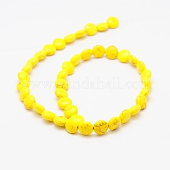Flat Round Synthetic Turquoise Beads Strands&nbsp;TURQ-I022-16x6mm-10