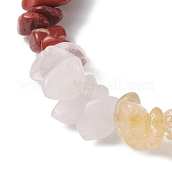 Chakra Natural Rose Quartz & Quartz Crystal & Red Jasper & Green Aventurine & Lapis Lazuli & Amethyst Chip Beaded Stretch Bracelets&nbsp;BJEW-JB10777-02