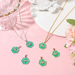 6Pcs 2 Colors Brass Pendants&nbsp;KK-BBC0021-45