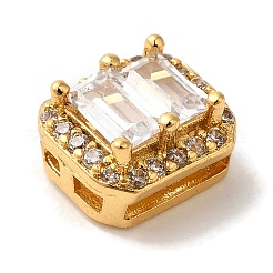 Rack Plating Brass Micro Pave Clear Cubic Zirconia Rectangle Multi-Strand Links&nbsp;KK-A229-24G