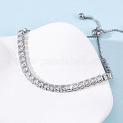 304 Stainless Steel with Clear Cubic Zirconia Link Chain Bracelets&nbsp;BJEW-G754-03P-02