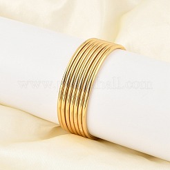 Ion Plating(IP) 7Pcs Fashion 304 Stainless Steel Plain Bangles&nbsp;BJEW-L664-022B-G01