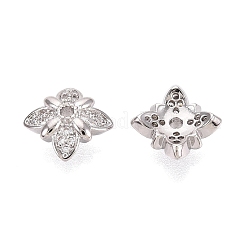 Brass Micro Pave Clear Cubic Zirconia Bead Caps&nbsp;KK-Q071-09P-02