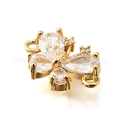 Brass Clear Cubic Zirconia Connector Charms&nbsp;KK-U065-04D-G
