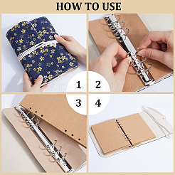 A6 Sakura Pattern Cloth 6 Ring Binder Cover&nbsp;DIY-WH0430-376A