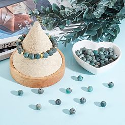 Frosted Natural African Turquoise(Jasper) Round Beads&nbsp;G-OC0001-07
