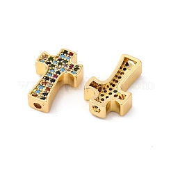 Brass Micro Pave Cubic Zirconia Beads&nbsp;KK-S510-03G