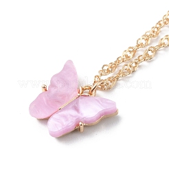 Plastic Butterfly Peandant Necklace&nbsp;NJEW-WH0020-14G-B