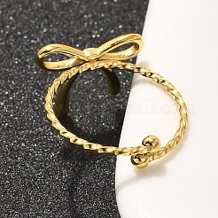 304 Stainless Steel Open Cuff Ring for Women&nbsp;RJEW-B109-01G-02