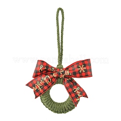 3Pcs 3 Colors Handmade Cotton Christmas Wreath Pendant Decoration&nbsp;HJEW-JM02702