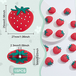 15Pcs Strawberry Food Grade Eco-Friendly Silicone Focal Beads&nbsp;SIL-UN0001-01