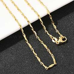 2MM Brass Textured Flat Bar Link Chains Necklaces for Men Women&nbsp;NJEW-L012-08G