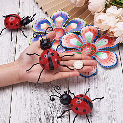 3D Iron Flower and Ladybug Big Pendants&nbsp;AJEW-CF0001-19