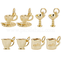 8Pcs 4 Styles Brass Pendants&nbsp;KK-BBC0023-95