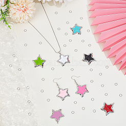 8Pcs 8 Colors Stainless Steel Enamel Pendants&nbsp;STAS-PH0007-11