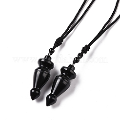 Gemstone Pendulum Shape Pendant Necklace with Nylon Cord for Women&nbsp;G-A210-07