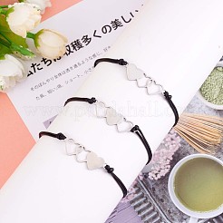 3Pcs 3 Style 430 Stainless Steel Heart Link Bracelets Set&nbsp;JB715A
