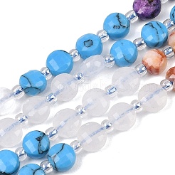 Dyed Natural White Jade & Red Netstone & Quartz Crystal & K2 Stone & Synthetic Turquoise Beads Strands&nbsp;G-Z135-B03