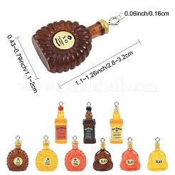 9Pcs 9 Styles Transparent Resin Pendants&nbsp;RESI-YW0005-85