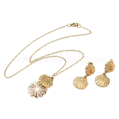 304 Stainless Steel Shell Pendant Necklaces & Stud Earrings Sets&nbsp;SA-CBA2C2A-05G
