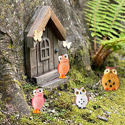 16Pcs 8 Styles Resin Owl Figurines&nbsp;DJEW-DR0001-09