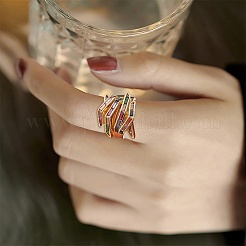 Hug Hand Fingers Cubic Zirconia Cuff Ring&nbsp;X1-RJEW-T016-35G-01