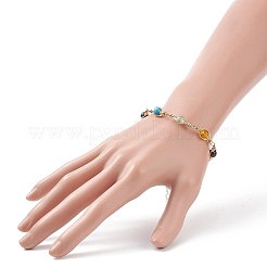 Natural & Synthetic Mixed Gemstone Oval Link Chain Bracelet&nbsp;BJEW-JB08912