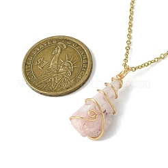 Electroplated Natural Quartz Crystal Prism Copper Wire Wrapped Pendant Necklaces&nbsp;NJEW-JN05027-01