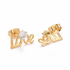 Word Love 304 Stainless SteelStud Earrings&nbsp;EJEW-C019-14G