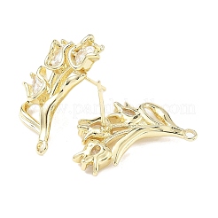Brass Micro Pave Clear Cubic Zirconia Stud Earring Findings&nbsp;KK-Z106-02G-08