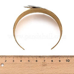 Textured 304 Stainless Steel Cuff Bangles for Women&nbsp;BJEW-C158-01B-GP