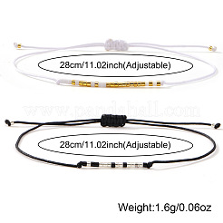 2Pcs Minimalist Glass Seed Bead Braided Bead Bracelets&nbsp;VR4504-1