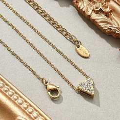 304 Stainless Steel Crystal Rhinestone Pendant Cable Chain Necklaces for Women&nbsp;LS-NJEW-C062-01A-G