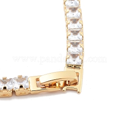 Brass Pave Clear Cubic Zirconia Square Link Bracelets&nbsp;BJEW-YWC0002-09G